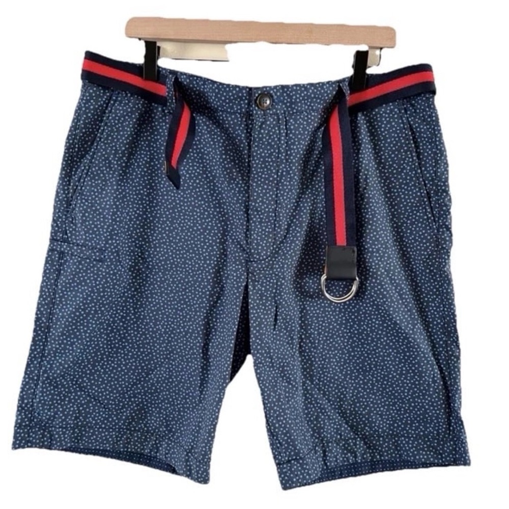 Men's Society of Threads Navy Blue Belted Chino Shorts Size 36 Comfort Fit NWT